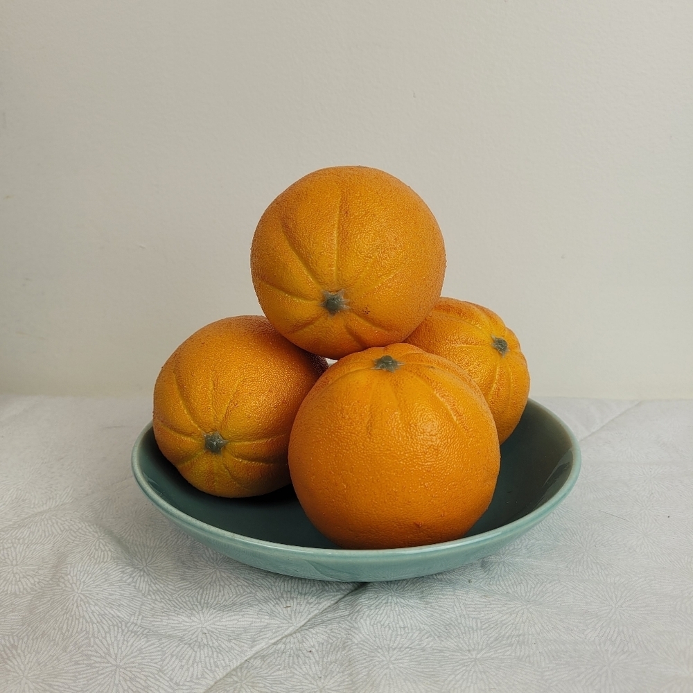 Lot of 4 Decorative Faux Oranges Approximately 3 Inch Diameter Decor Staging